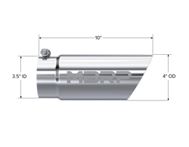 Exhaust Tip 4 Inch O.D. Dual Wall Angled 3 1/2 Inch Inlet 10 Inch Length T304 Stainless Steel MBRP