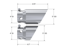 Cargar imagen en el visor de la galería, 4 Inch Inlet 5 Inch Tip Cover Set-6 3/4 Inch And 9 3/4 Inch Length T304 Stainless Steel MBRP