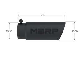 Black Coated Tip, 4 Inch OD Angled Roll End End, 3.5 Inch Inlet, 10 Inch Length, MBRP