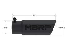 Load image into Gallery viewer, Exhaust Tip 3 1/2 Inch O.D. Angled Rolled End 3 Inch Inlet 10 Inch Length Black T304 Stainless Steel MBRP