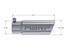Load image into Gallery viewer, Exhaust Tip 3 1/2 Inch O.D. Angled Rolled End 3 Inch Inlet 10 Inch Length T304 Stainless Steel MBRP