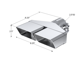 Exhaust Tip 8 x 2 1/2 Inch ID Rectangle 2 1/2 Inch O.D. Inlet 8 1/4 Inch Length T304 Stainless Steel MBRP