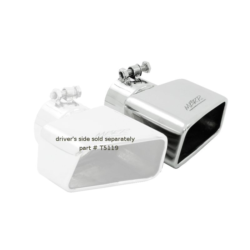 Exhaust Tip 4 3/4 Inch X 3 Inch ID Rectangle Angled Cut 3 Inch O.D. Inlet Passenger Side 7 3/8 Inch Length T304 Stainless Steel MBRP