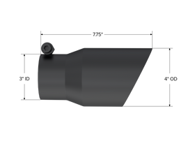 Exhaust Tip 4 Inch O.D. Dual Wall Angled Rolled End Black Fits Aluminized Steel 3 Inch Systems MBRP