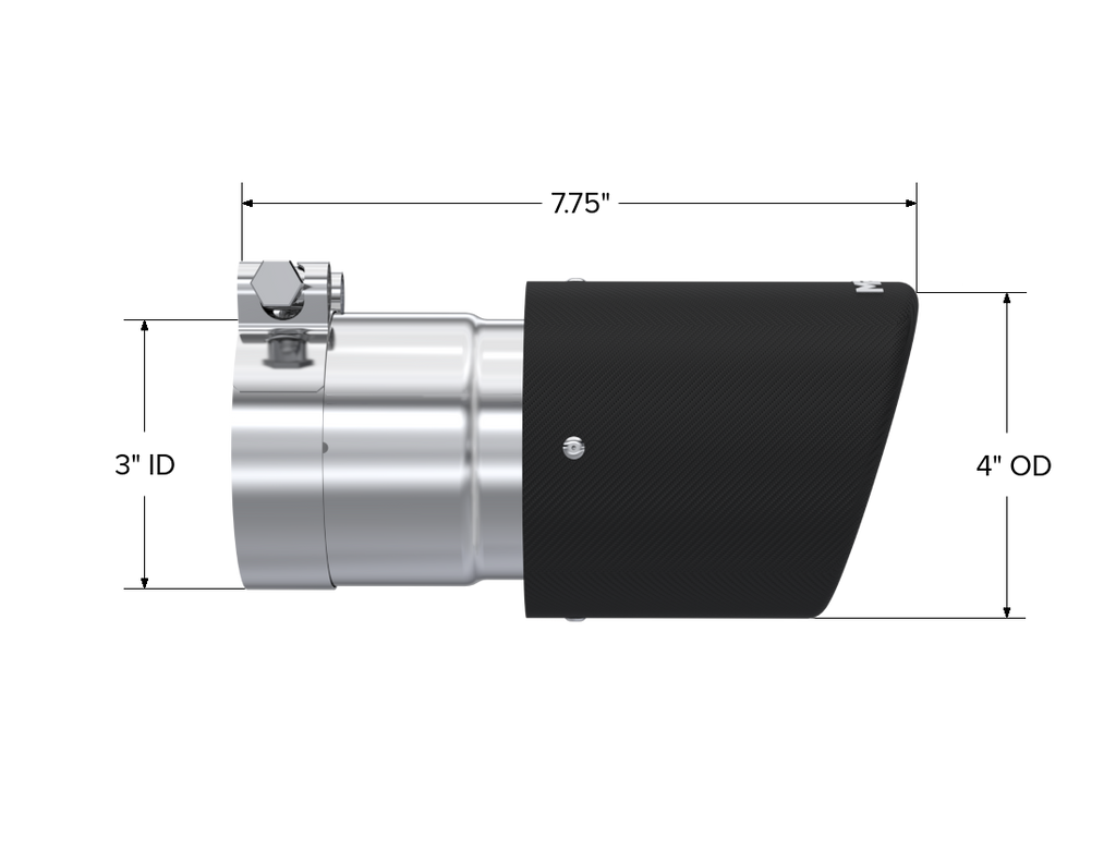 Exhaust Tip 4 Inch O.D. Dual Wall Angled 3 Inch Inlet 7.7 Inch Length Carbon Fiber MBRP