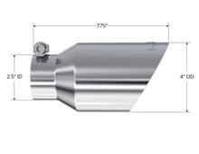 Cargar imagen en el visor de la galería, Exhaust Tip 4 Inch O.D. Dual Wall Angled Fits Aluminized Steel 2 1/2 Inch Systems MBRP