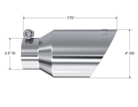 Exhaust Tip 4 Inch O.D. Dual Wall Angled Fits Aluminized Steel 2 1/2 Inch Systems MBRP
