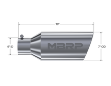 Load image into Gallery viewer, Exhaust Tail Pipe Tip 7 Inch O.D. Rolled End 4 Inch Inlet 18 Inch Length T304 Stainless Steel MBRP