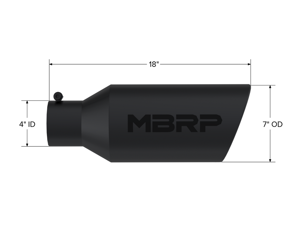 Exhaust Tip 7 Inch O.D. Rolled End 4 Inch Inlet 18 Inch Length Black Coated MBRP