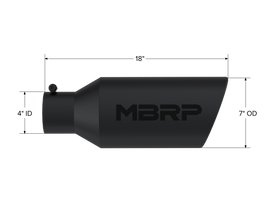 Exhaust Tip 7 Inch O.D. Rolled End 4 Inch Inlet 18 Inch Length Black Coated MBRP