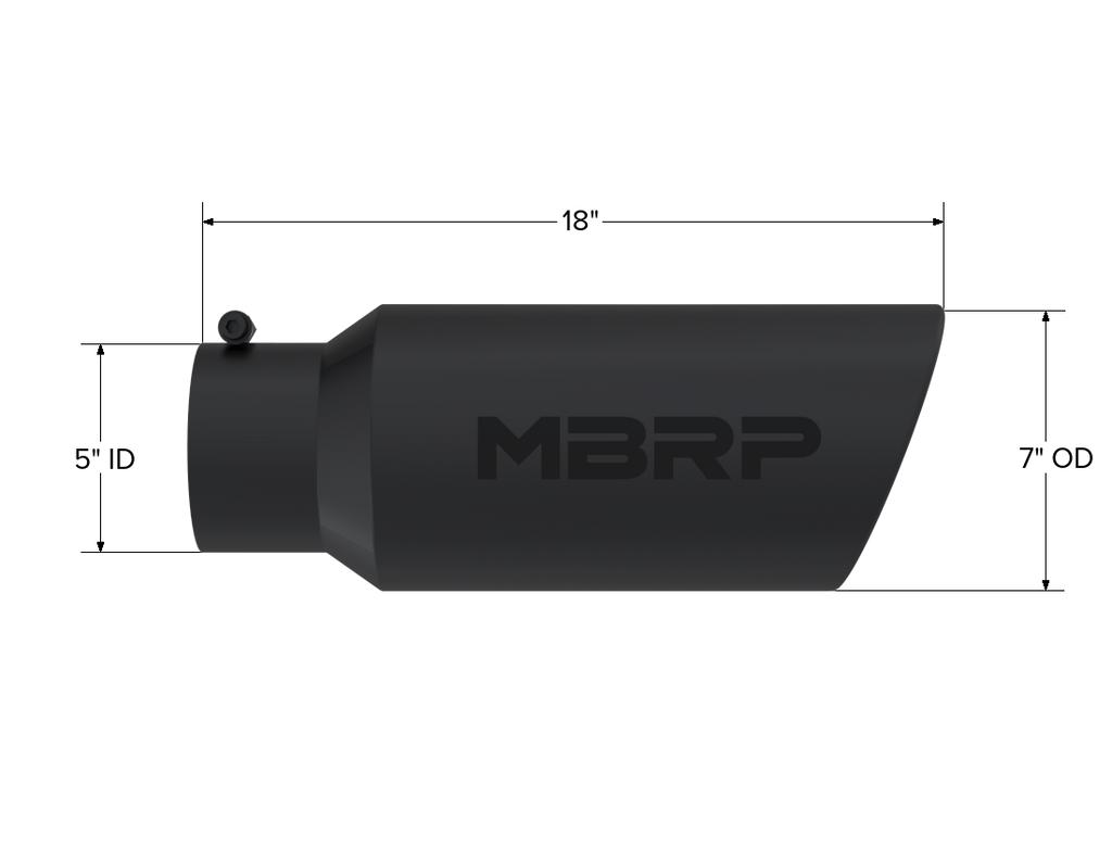 Exhaust Tip 7 Inch O.D. Rolled End 5 Inch Inlet 18 Inch Length Black Finish MBRP