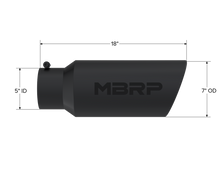 Cargar imagen en el visor de la galería, Exhaust Tip 7 Inch O.D. Rolled End 5 Inch Inlet 18 Inch Length Black Finish MBRP