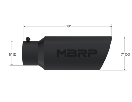 Exhaust Tip 7 Inch O.D. Rolled End 5 Inch Inlet 18 Inch Length Black Finish MBRP