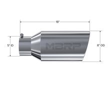 Load image into Gallery viewer, Exhaust Tip 8 Inch O.D. Rolled End 5 Inch Inlet 18 Inch Length T304 Stainless Steel MBRP