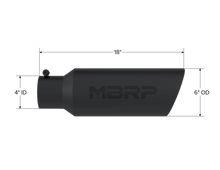 Cargar imagen en el visor de la galería, Exhaust Tip 6 Inch O.D. Rolled End 4 Inch Inlet 18 Inch Length Black Finish MBRP