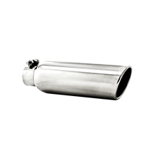 Cargar imagen en el visor de la galería, 3.5 Inch OD 2.25 Inch Inlet 12 Inch Length Angled Cut Rolled End Clampless-No Weld T304 Stainless Steel MBRP