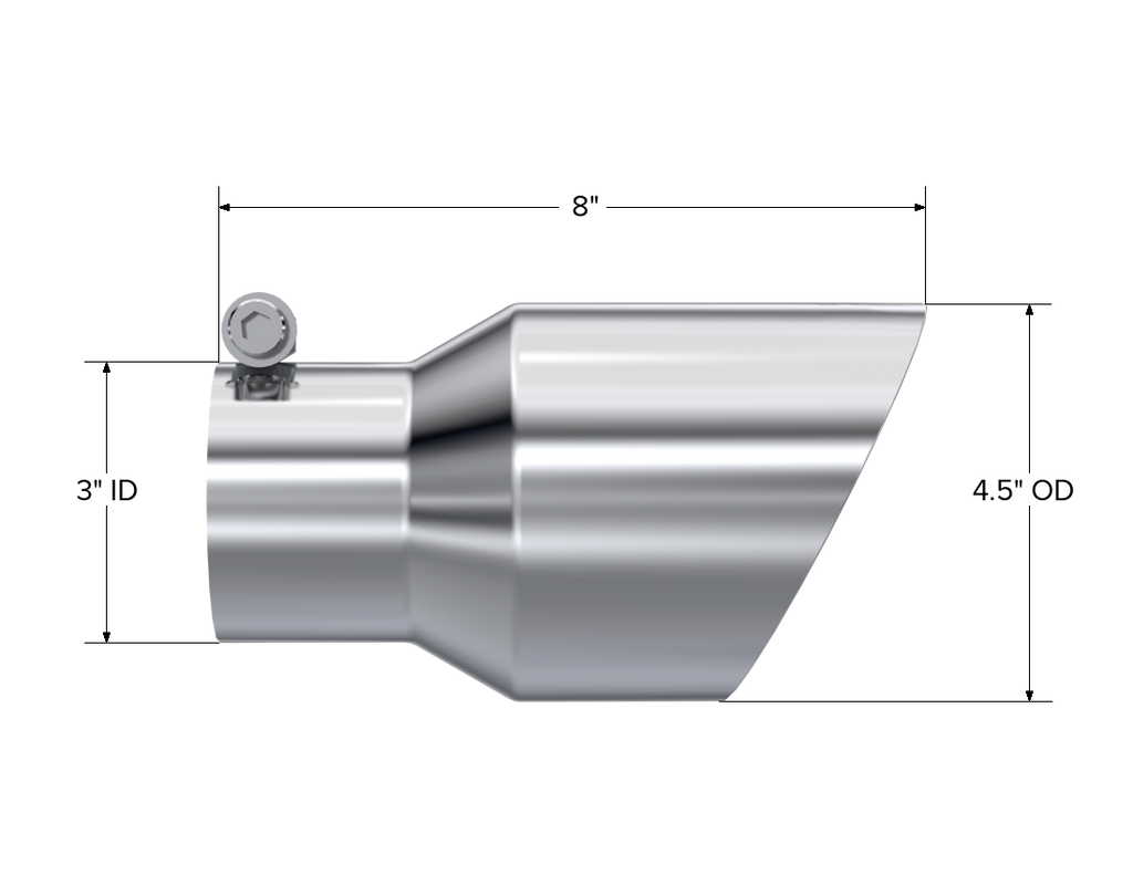 Exhaust Tip 4.5 Inch O.D. Dual Wall Angled 3 Inch Inlet 7.7 Inch Length T304 Stainless Steel MBRP