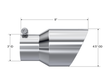 Cargar imagen en el visor de la galería, Exhaust Tip 4.5 Inch O.D. Dual Wall Angled 3 Inch Inlet 7.7 Inch Length T304 Stainless Steel MBRP