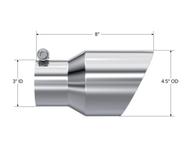 Exhaust Tip 4.5 Inch O.D. Dual Wall Angled 3 Inch Inlet 7.7 Inch Length T304 Stainless Steel MBRP