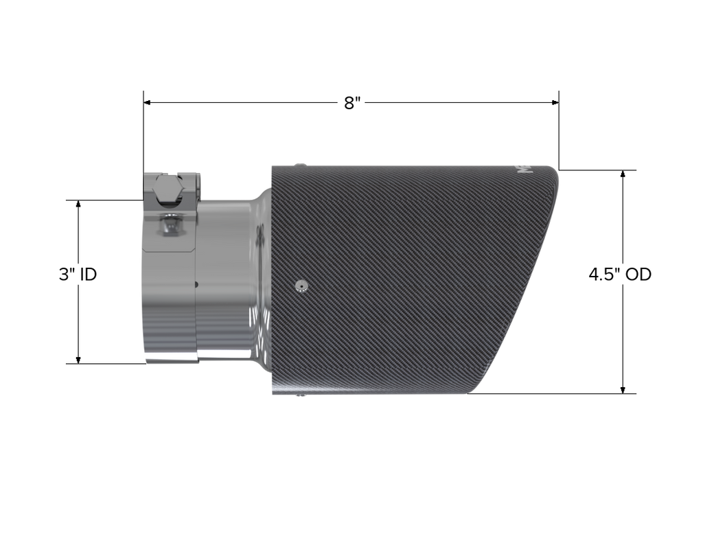 Exhaust Tip 4.5 Inch O.D. Dual Wall Angled 3 Inch Inlet 7.7 Inch Length Carbon Fiber MBRP