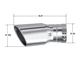 2015-UP Chevrolet/ GMC 2500/ 3500 Duramax Exhaust Tip 6 Inch O.D. Angled Rolled End 5 Inch Inlet 15 1/2 Inch Length 30 Degree Bend T304 Stainless Steel MBRP
