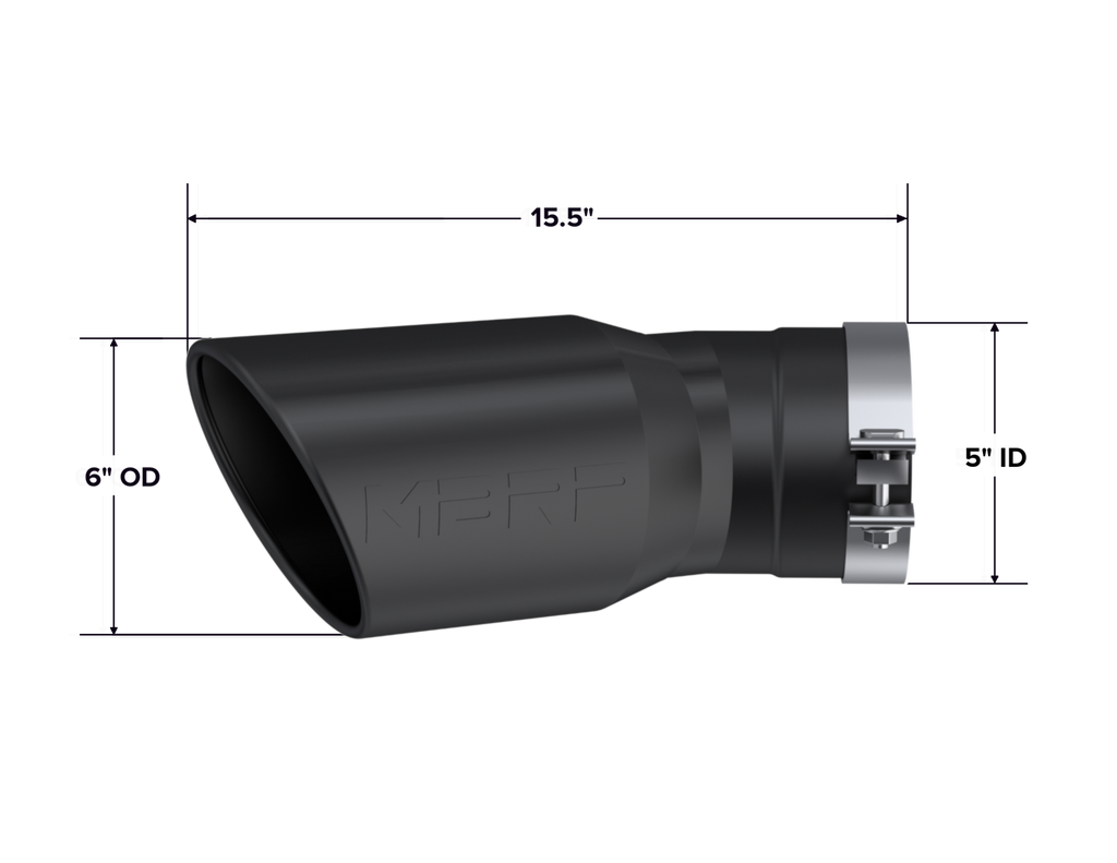 2015-Up Chevrolet/ GMC 2500/ 3500 Duramax Exhaust Tip 6 Inch O.D. Angled Rolled End 5 Inch Inlet 15 1/2 Inch Length 30 Degree Bend Black MBRP