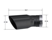 Cargar imagen en el visor de la galería, 2015-Up Chevrolet/ GMC 2500/ 3500 Duramax Exhaust Tip 6 Inch O.D. Angled Rolled End 5 Inch Inlet 15 1/2 Inch Length 30 Degree Bend Black MBRP