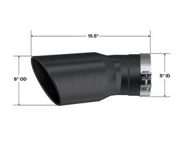 2015-Up Chevrolet/ GMC 2500/ 3500 Duramax Exhaust Tip 6 Inch O.D. Angled Rolled End 5 Inch Inlet 15 1/2 Inch Length 30 Degree Bend Black MBRP