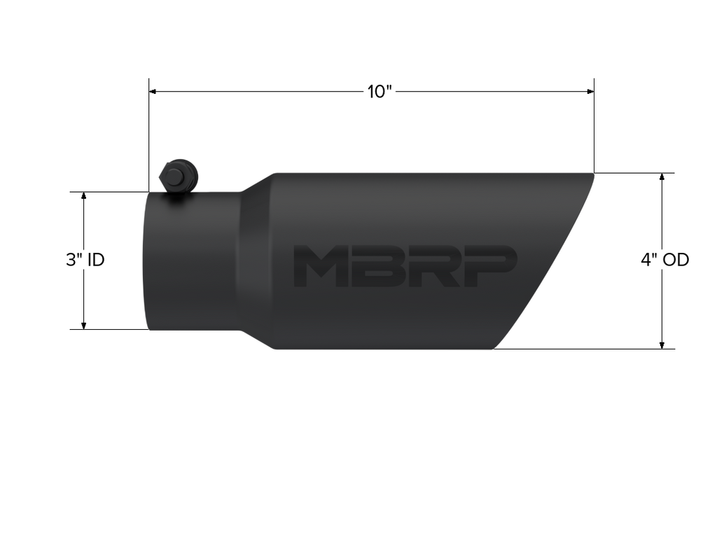 Exhaust Tip 4 Inch O.D. Dual Wall Angled 3 Inch Inlet 10 Inch Length Black MBRP