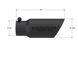 Exhaust Tip 4 Inch O.D. Dual Wall Angled 3 Inch Inlet 10 Inch Length Black MBRP