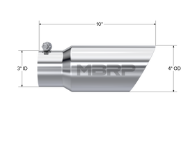 Exhaust Tip 4 Inch O.D. Dual Wall Angled 3 Inch Inlet 10 Inch Length T304 Stainless Steel MBRP