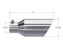 Cargar imagen en el visor de la galería, Exhaust Tip 4 1/2 Inch O.D. Dual Wall Angle Rolled End 2.5 Inch Inlet 11 Inch Length T304 Stainless Steel MBRP