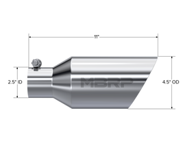Exhaust Tip 4 1/2 Inch O.D. Dual Wall Angle Rolled End 2.5 Inch Inlet 11 Inch Length T304 Stainless Steel MBRP