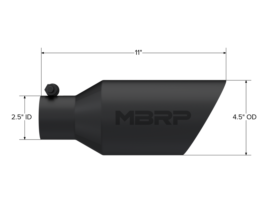 Exhaust Tip 4 1/2 Inch O.D. Dual Wall Angle Rolled End 2.5 Inch Inlet 11 Inch Length Black Coated MBRP