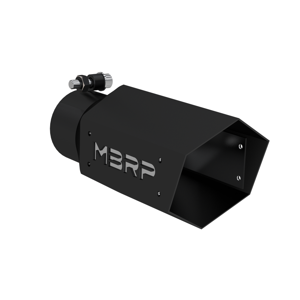 Universal 4 Inch Hexagon Shaped 3 Inch ID Inlet 10 Inch Assembled Stainless Hardware MBRP Armor BLK Exhaust Tip MBRP