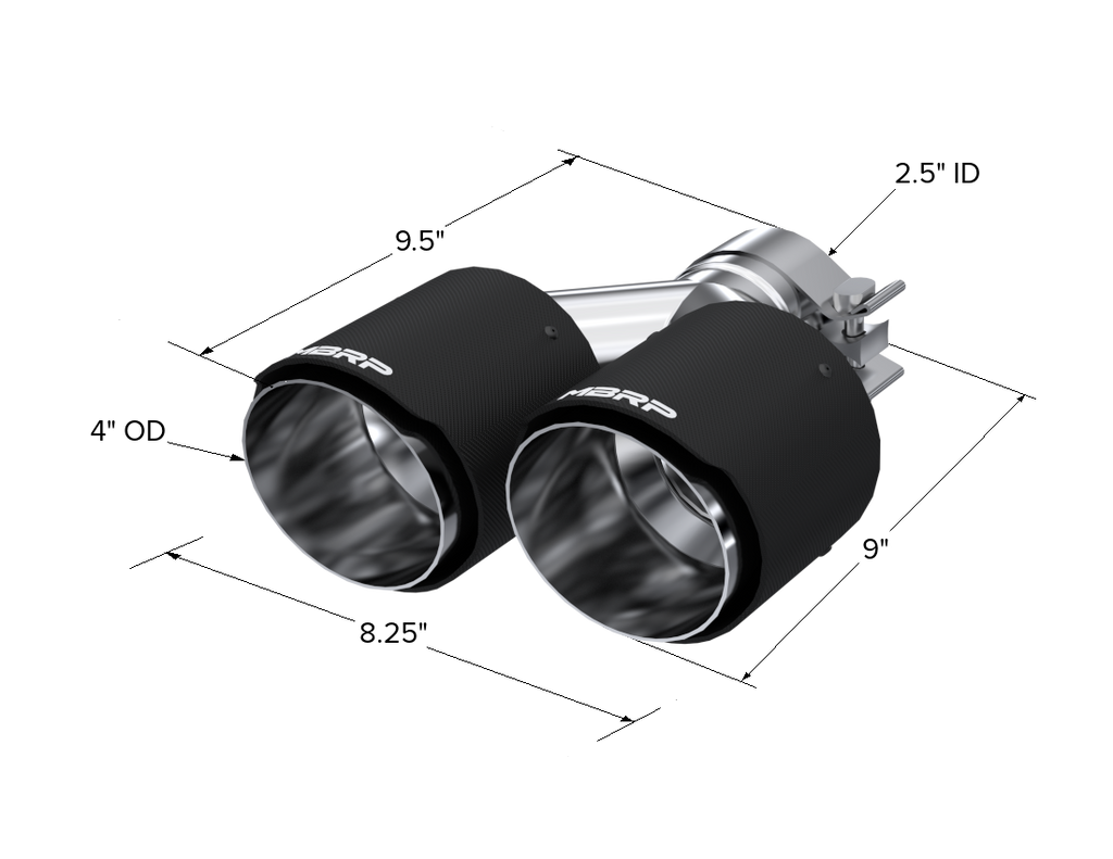 Carbon Fiber Tip 2.5 Inch ID Dual 4 Inch OD Out 9.50 Inch Length Dual Wall MBRP