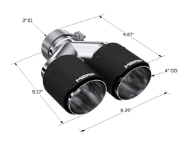 Carbon Fiber Tip 3.0 Inch ID 4.0 Inch OD Dual Out 9.87 Inch Length Dual Wall MBRP