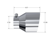 Load image into Gallery viewer, T304 Stainless Steel Tip 3 inch ID 5 inch OD Out 6.5 inch Length Angle Cut Single Wall MBRP