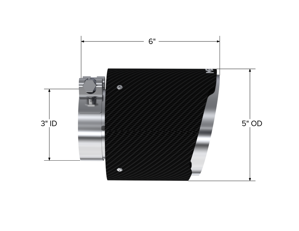 Carbon Fiber Tip 3 inch ID 5 inch OD Out 6.13 inch Length Angle Cut Dual Wall MBRP