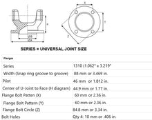 Load image into Gallery viewer, Toyota Driveshaft Flange | 1310 Series U-Joint | 60mm x 60mm Bolt Pattern | Replacement for OEM Part #'s 37315-04030