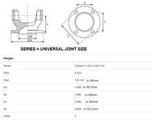Load image into Gallery viewer, Toyota Driveshaft Flange | 1510 Series U-Joint | 66mm x 66mm Bolt Pattern | Replacement for OEM Part #'s 37315-0K010