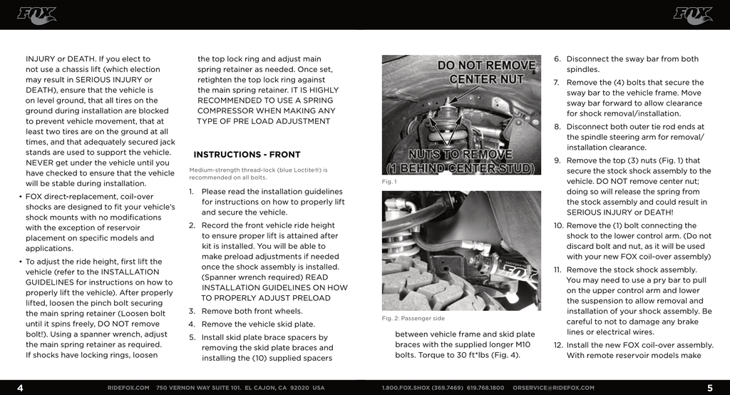 Fox 2.0 Performance Series 4.63in. IFP Coilover Shock Set | 0-1.5in. Lift | 2005 - 2024 Toyota Hilux 4WD