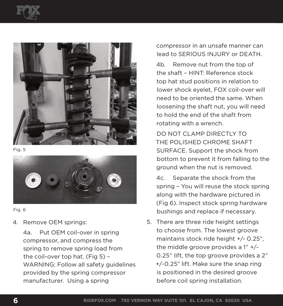 Fox Performance Series 2.0 Snap Ring Coilover IFP Shock (Spring Not incl) | 985-62-001 | Toyota 4Runner / FJ Cruiser & Lexus GX460