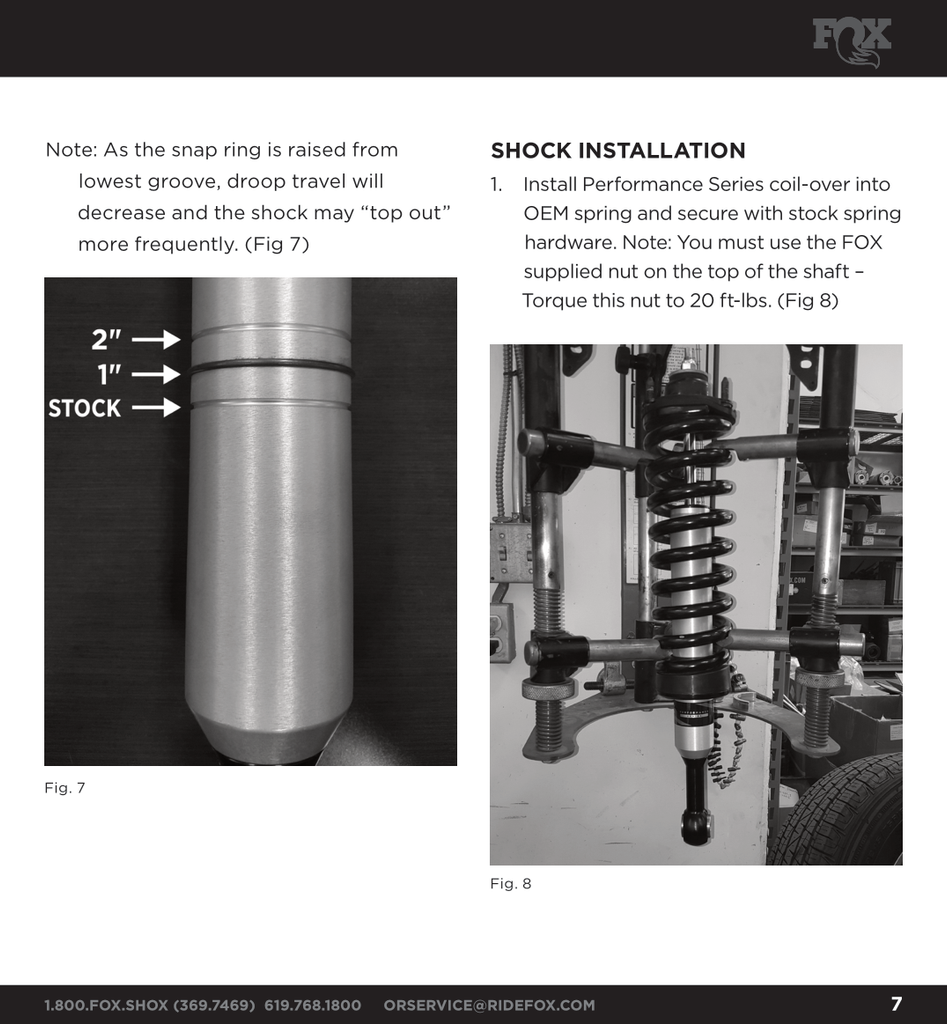 Fox Performance Series 2.0 Snap Ring Coilover IFP Shock (Spring Not incl) | 985-62-001 | Toyota 4Runner / FJ Cruiser & Lexus GX460