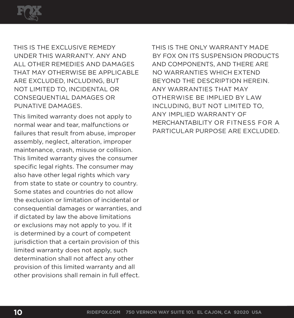 Fox Performance Series 2.0 Snap Ring Coilover IFP Shock (Spring Not incl) | 985-62-001 | Toyota 4Runner / FJ Cruiser & Lexus GX460