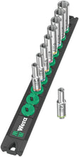 Load image into Gallery viewer, Wera Magnetic Socket Rail A1 Deep 9 Pce Set 1/4&quot; Drive Metric 005410
