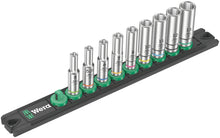 Load image into Gallery viewer, Wera Magnetic Socket Rail A1 Deep 9 Pce Set 1/4&quot; Drive Metric 05005410001