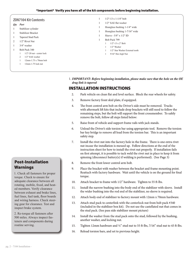 Zone Offroad Single Stabilizer & Mounting Kit | ZON7104 | 2015 - 2024 Chevy / GMC / Silverado / Sierra / 2500HD / 3500HD