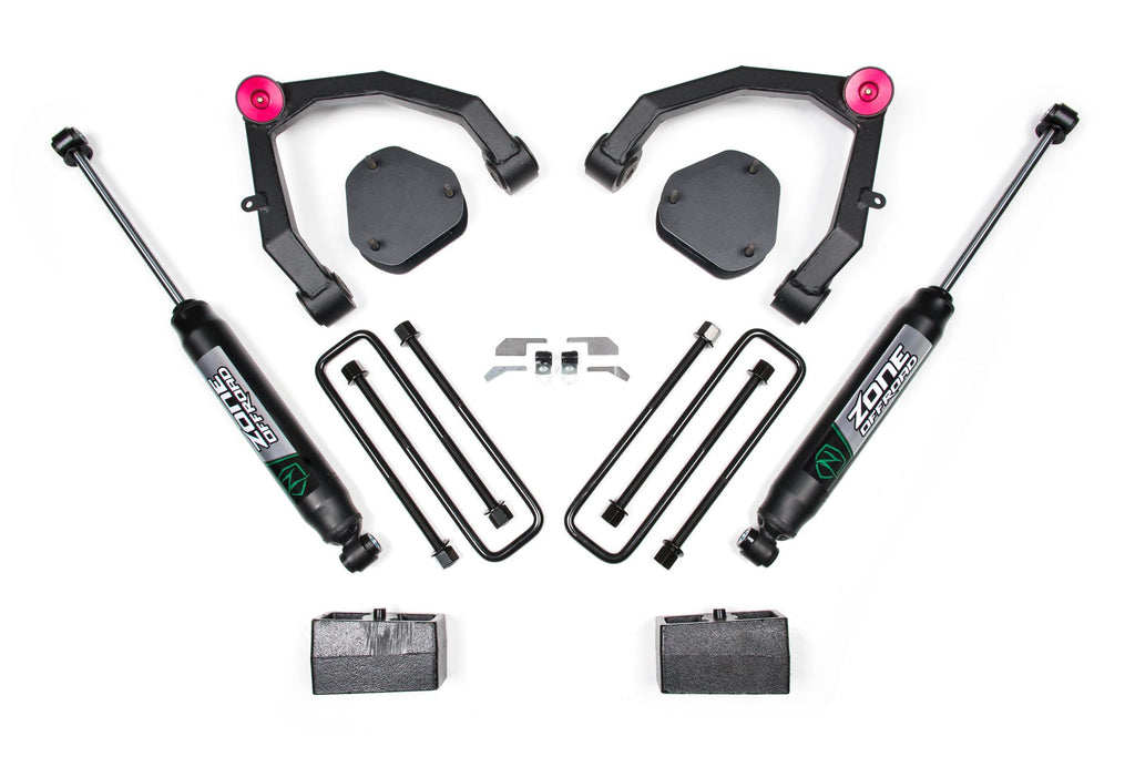 07-13 Chevy 1500 2WD 3.5 Inch Lift Kit With Nitro Shocks UCA Zone Offroad