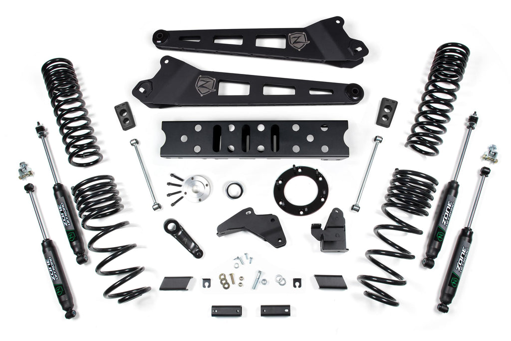 19-24 RAM 2500 6.5 Inch Radius Arm 4.5 Inch Rear Coils Diesel 6-Bolt T-Case Nitro Shocks Zone Offroad
